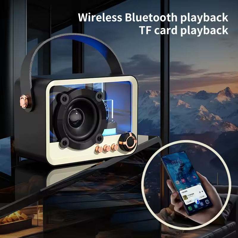 Professional Vintage Radio Karaoke Machine with RGB LED Lighting Home Electronics Amplifier Portable Wireless Speaker Accessory - Image 3