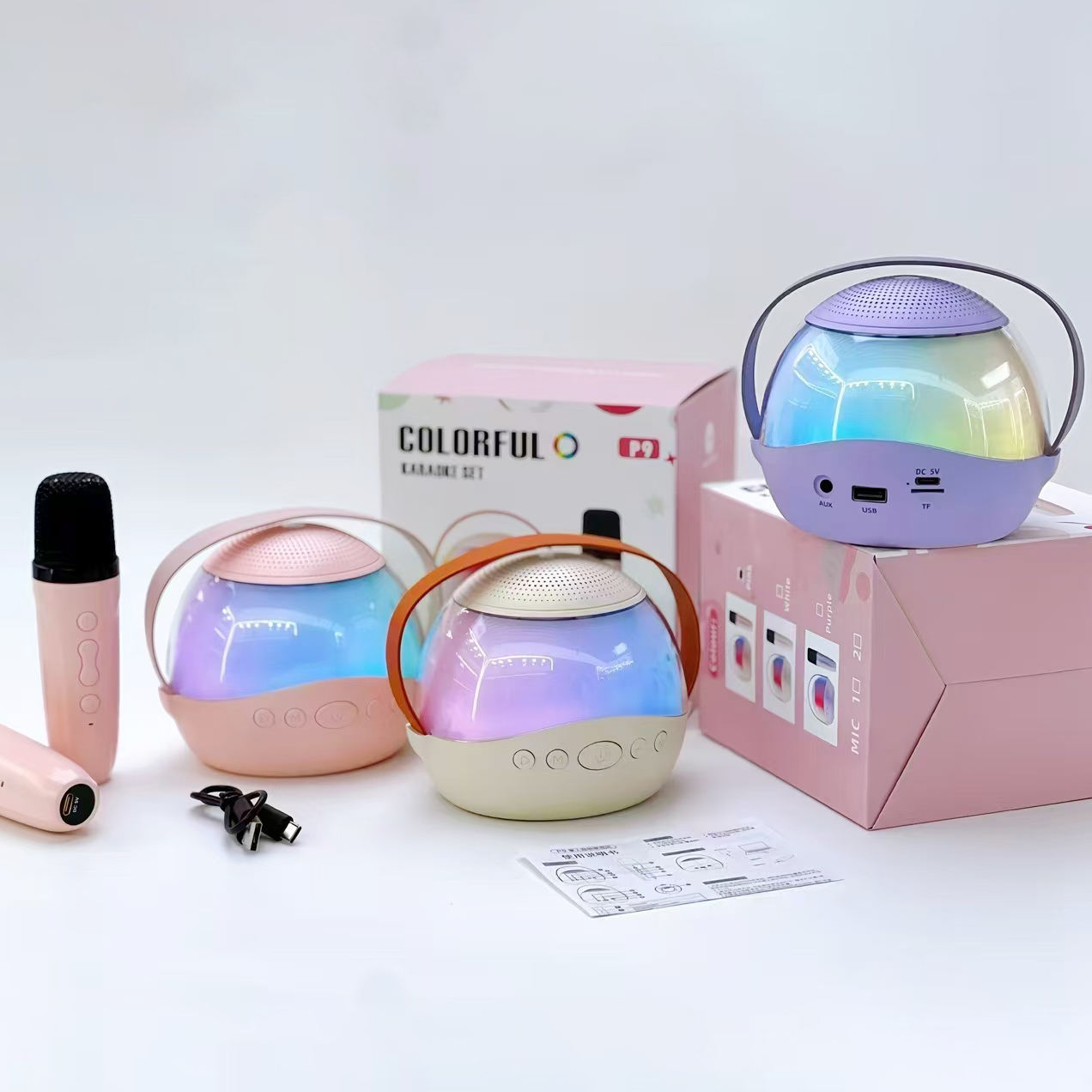 Stereo Mp3 White Noise Sleep Machine Family Party Ktv Bt w King P9 Speaker Karaoke Flashing Led Lights - Image 6