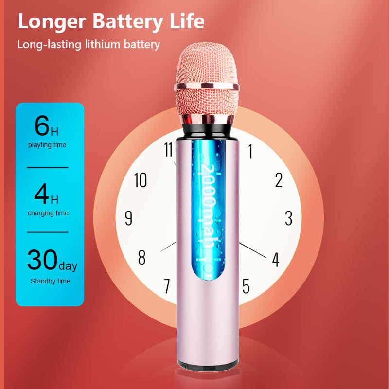 Factory Wholesale Karaoke Aluminium Alloy Wireless Mic Handheld Portable Cordless BT Microphone Mike Speaker - Image 3