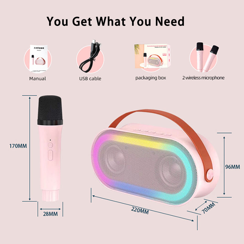 P6 Portable Wireless RGB LED Lights Party Christian Music Songs with Home Singing Karaoke Machine Mics Mini System Speaker - Image 4