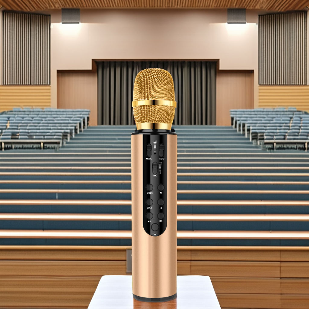 Factory Wholesale Karaoke Aluminium Alloy Wireless Mic Handheld Portable Cordless BT Microphone Mike Speaker - Image 2