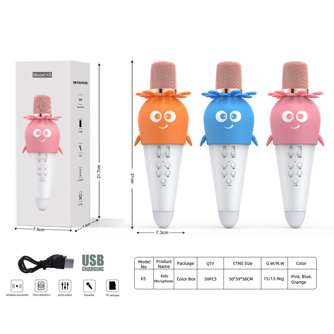 Kids Singing Microphone Voice Changer and Recorder Speaker Set Karaoke Toy Noise Cancellation Rechargeable Wireless Mic - Image 2