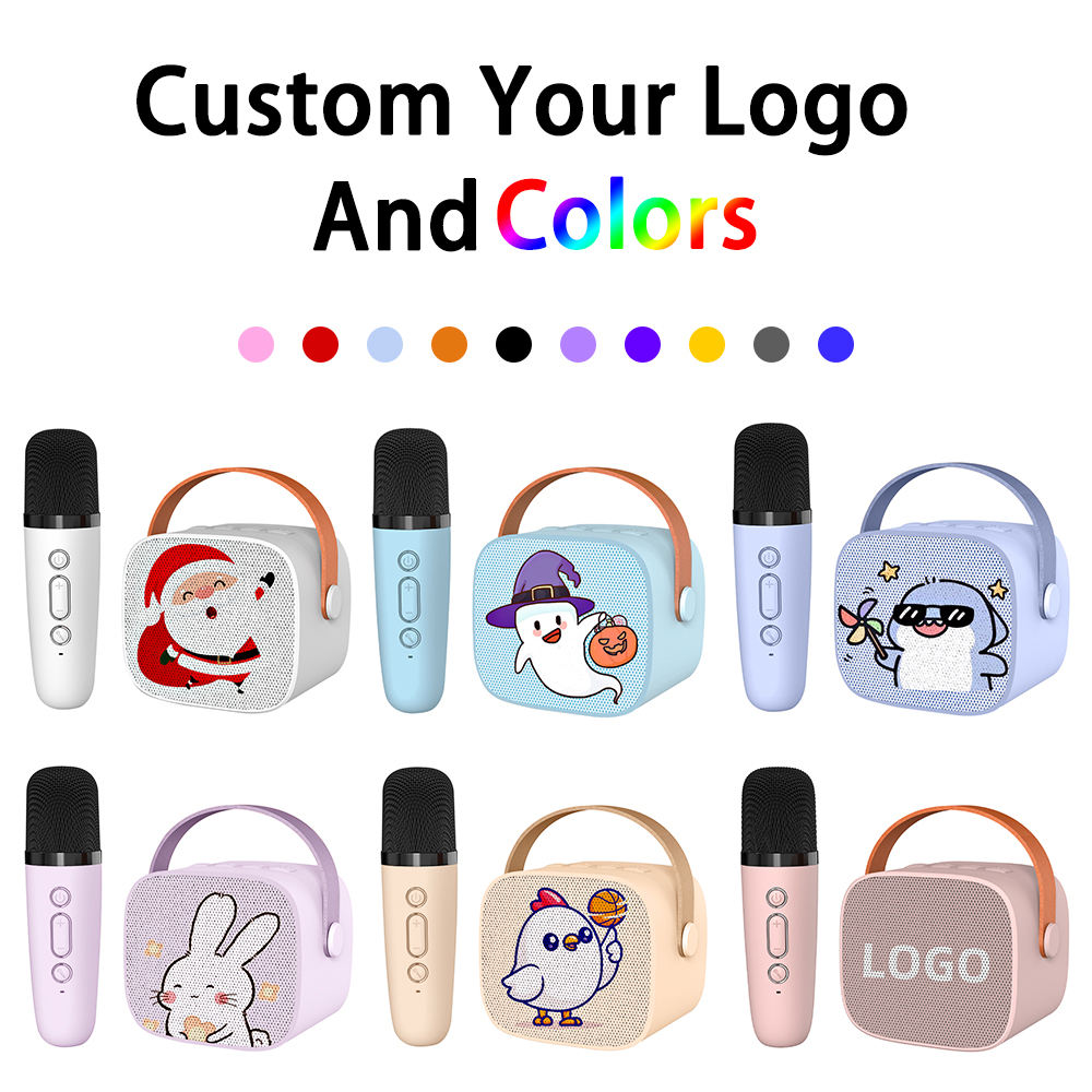 Portable Kids Sing RGB Changer 2 Microphone Small Mini Karaoke Machine Professional Home Amplifier Speaker - Image 5