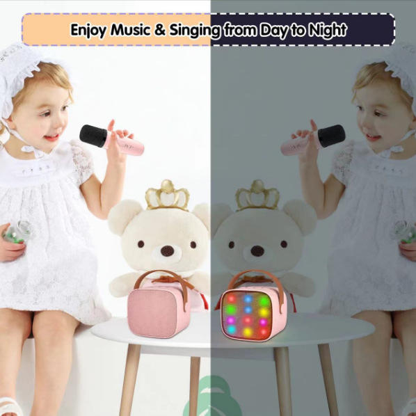 Prunus Mini Kids Karaoke Mic Mixer Machines Speaker with 2 Wireless Microphones with Mic and bluetooth Outdoor - Image 5