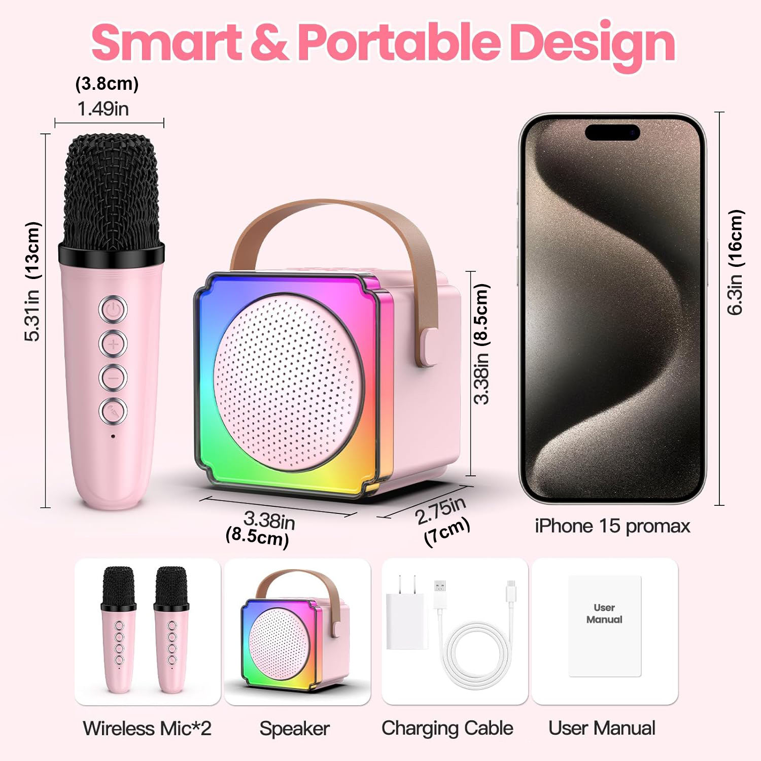 P8 Wireless Microphone with Built in Speaker for Karaoke Singing Practice and Family Gathering Applications - Image 2